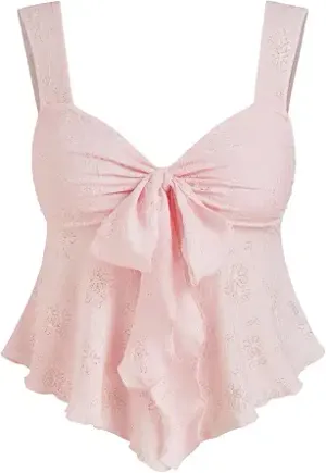CIDER Cute Tank Tops for Women Plus Size Tops Tie Front Going Out Top Trendy Summer Outfits