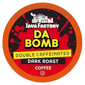 Java Factory High Caffeine Coffee Pods, Da Bomb Dark Roast, 40 Count - Compatible with K Cup Brewers 2.0, Extra Caffeine for a Strong Start to Your Day