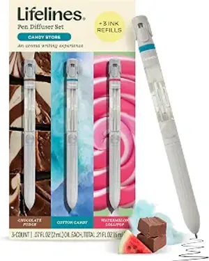 Lifelines Pen Diffuser Set, 3 Pack Candy Store, 1mm Black Ballpoint Pen | Ballpoint Pen with Scented Essential Oil Blends – Aromatherapy Diffuser & Sensory Immersion Diffuse Aroma As You Write